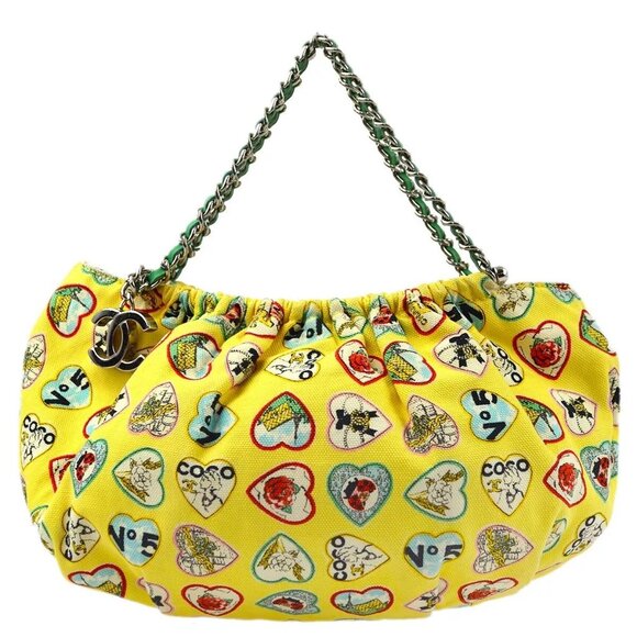 Chanel Yellow Canvas Valentine Chain Handbag - Picture 10 of 11